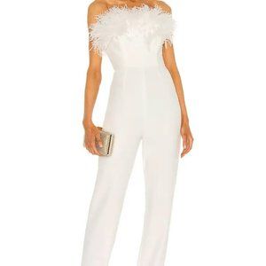 White Ostrich Feather Jumpsuit